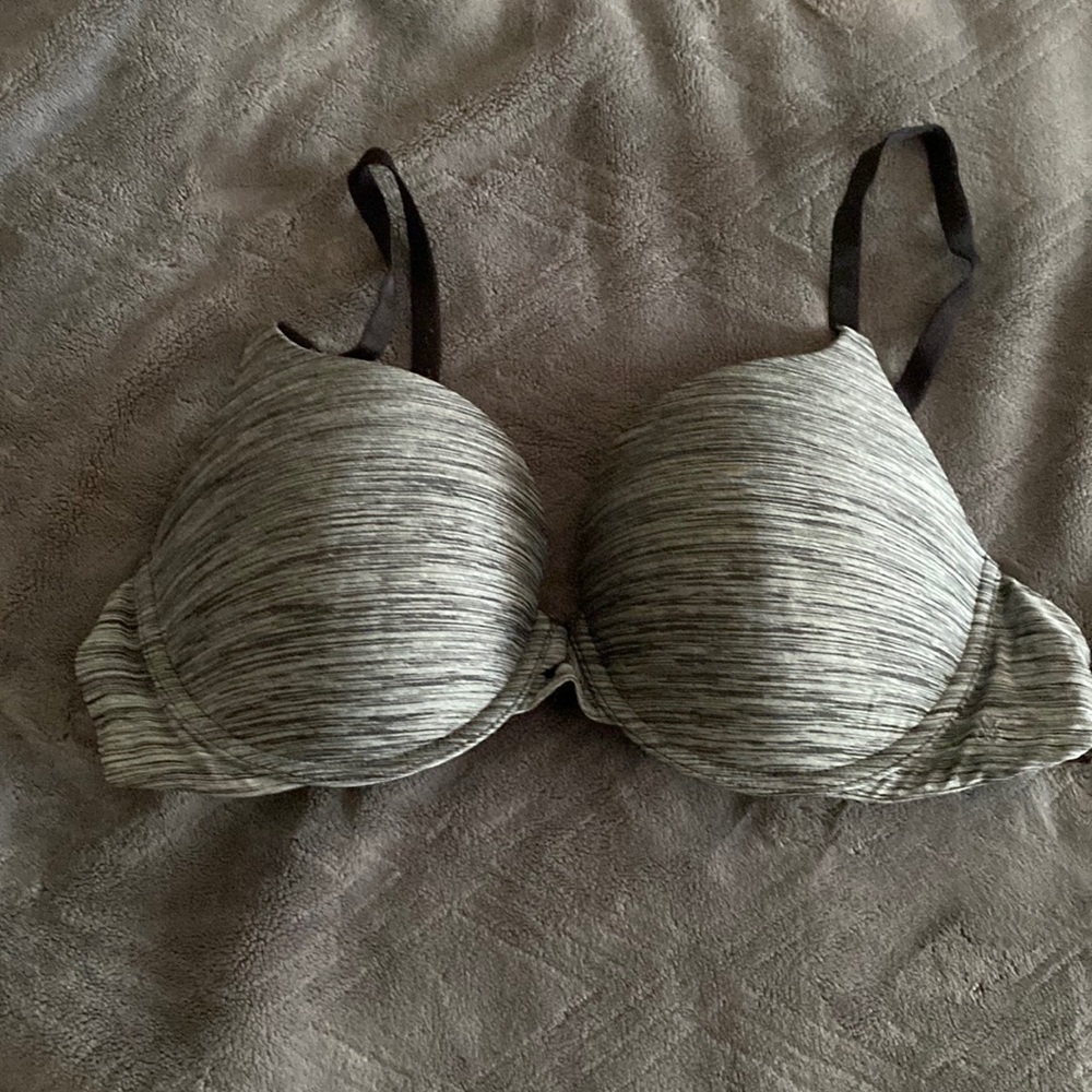 Victoria’s Secret Perfect Shape 38C gray with black detail bra